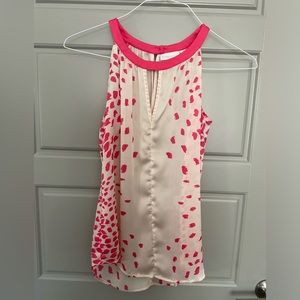 New York & Company. Silky Pink and Cream Top.